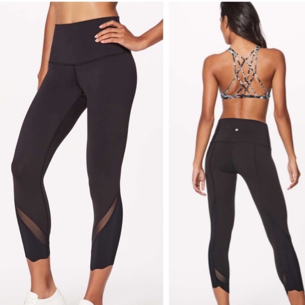 Lululemon Wunder Under HR Full On Luon Luxtreme Scallop Roll Down Crop